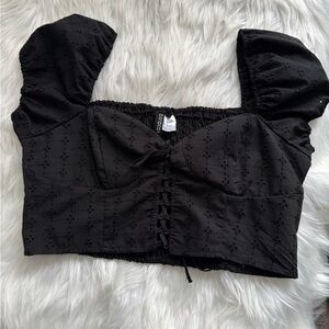 H&M Black Eyelet top